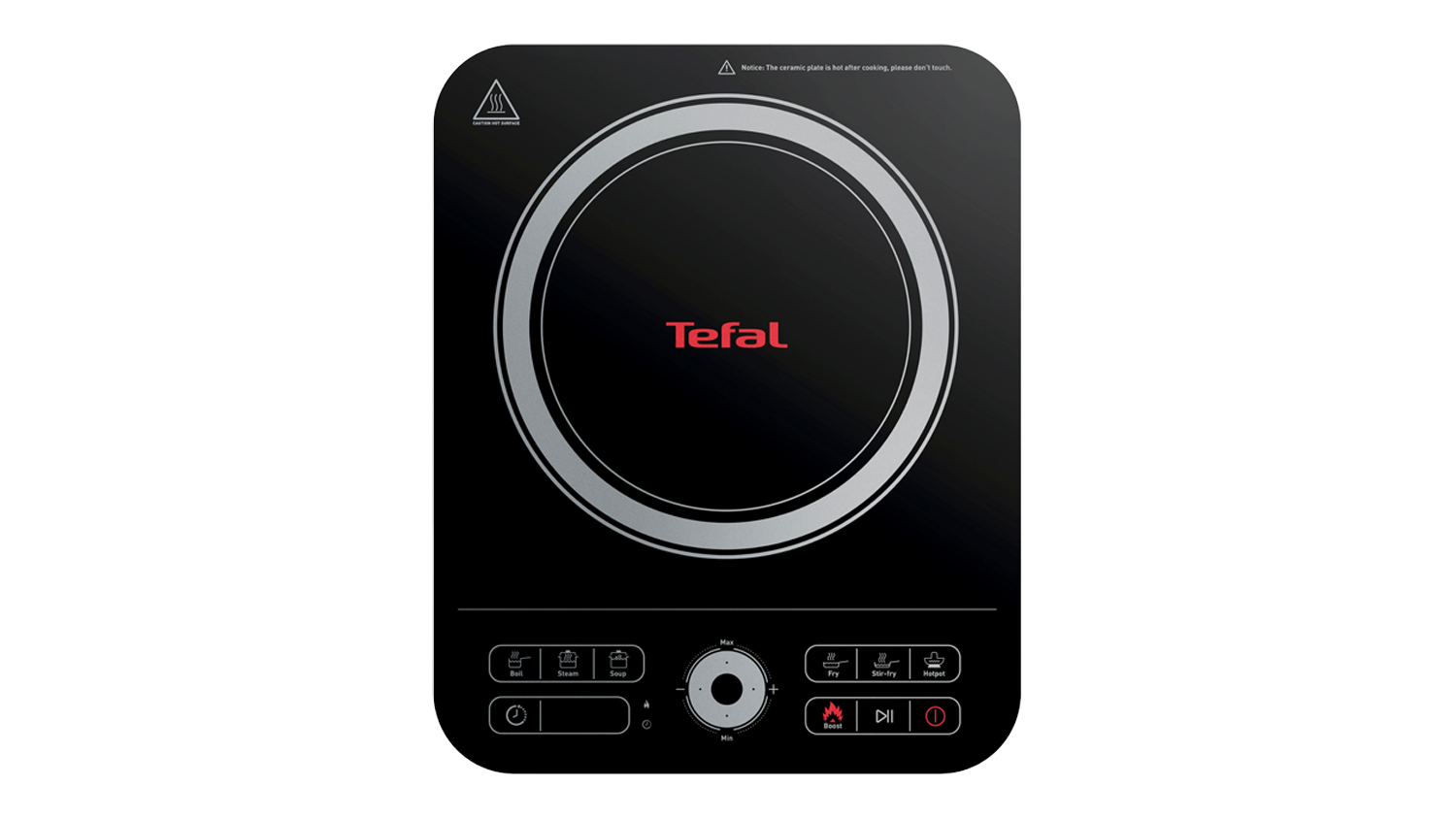 Front view of the Tefal Express 2200W Portable Induction Hob in black colour
