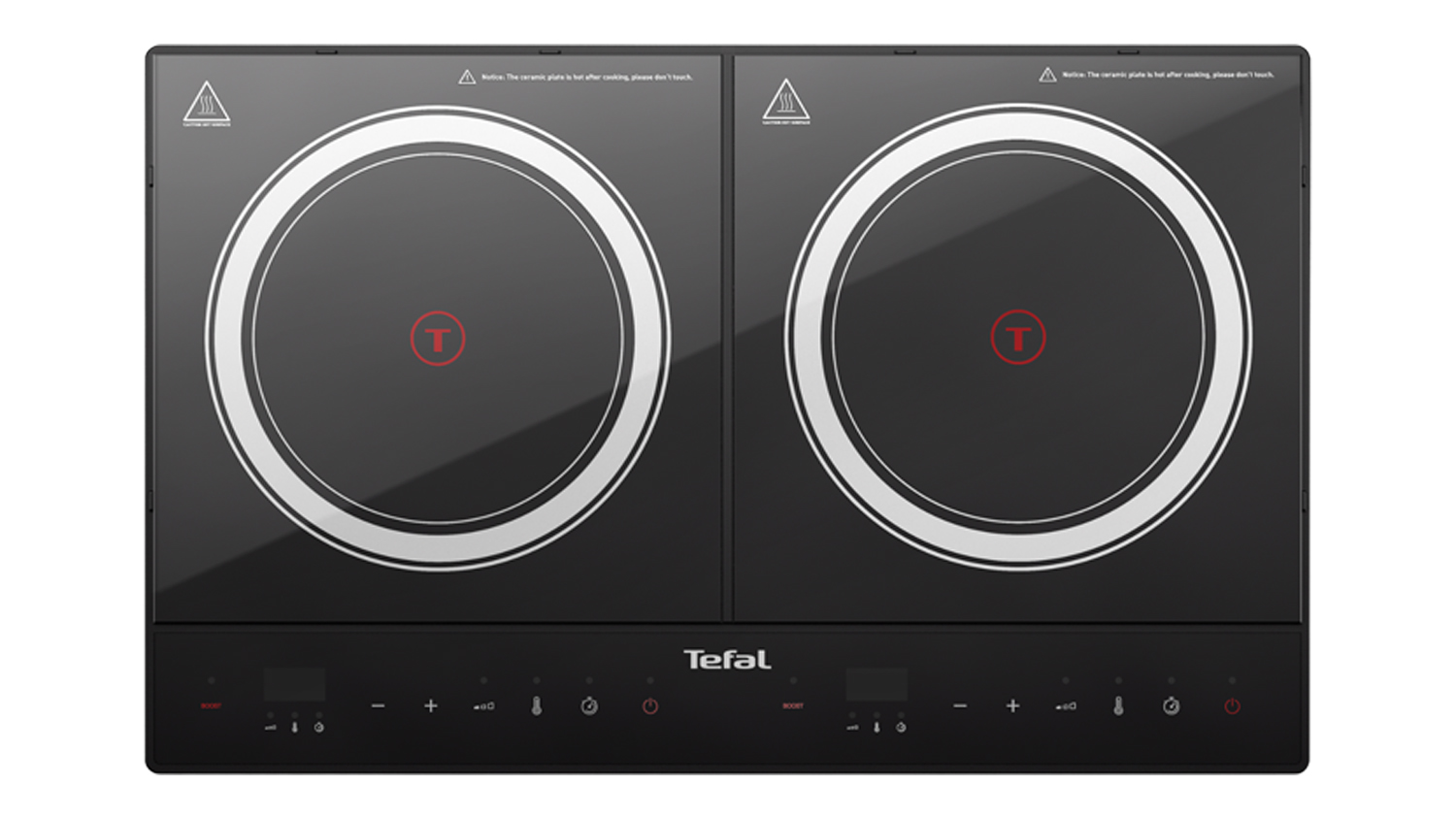 Front view of the Tefal 2400W Dual Express Portable Induction Hob in black colour