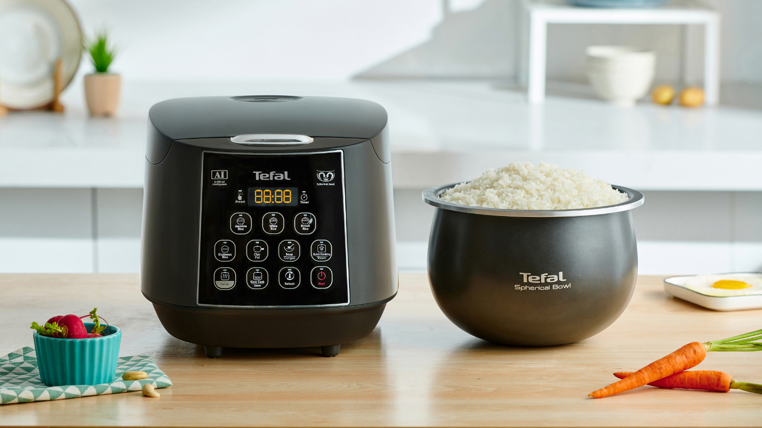 Tefal Easy Plus 10 Cup 1.8L Rice & Slow Cooker - Dark Grey (RK736)