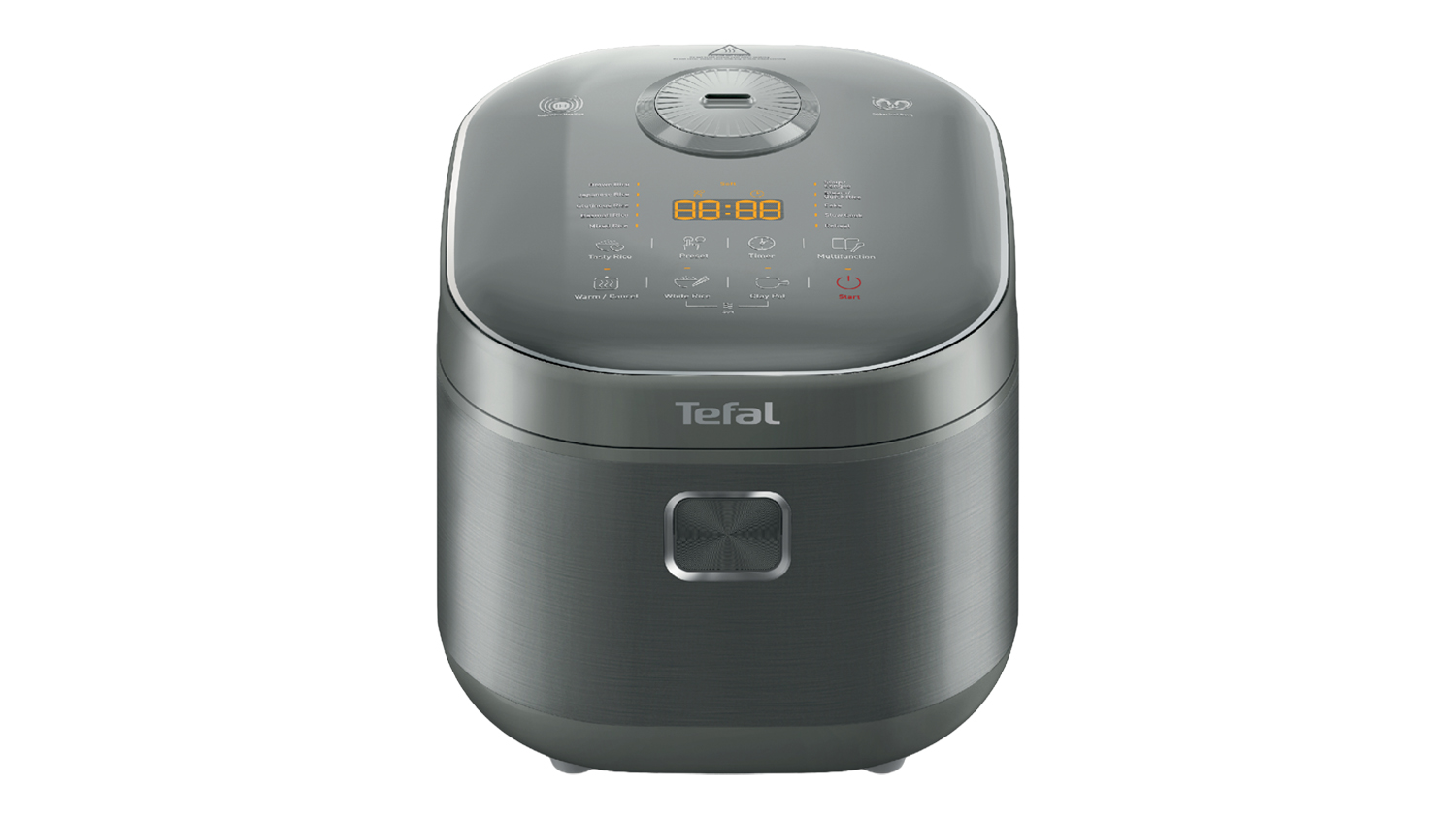 Front view of the Tefal Induction Master 10 Cup 1.8L Rice & Slow Cooker in light grey colour