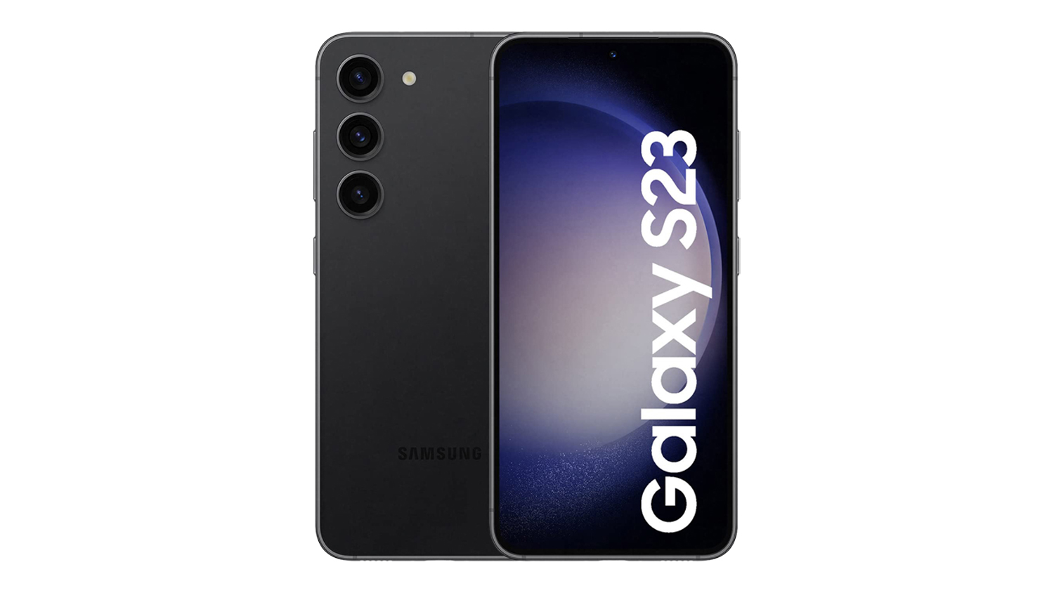 Samsung Galaxy S23 5G 128GB Smartphone in Black, shown from the front and rear