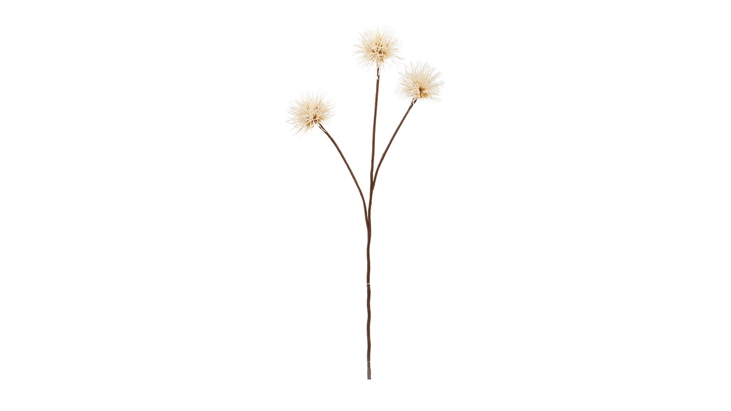 Artificial Dandelion 76cm Flower Spray in Natural with three cream-coloured dandelion seed heads on long stems