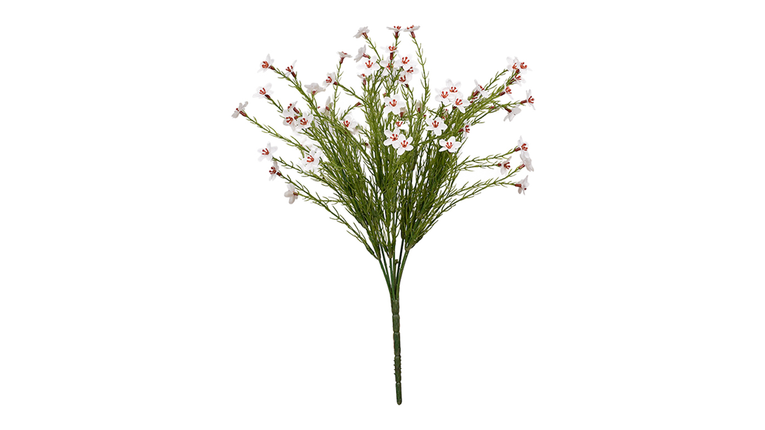 Artificial Wax 114cm Flower Bush in Cream featuring clusters of small cream flowers with soft pink centres