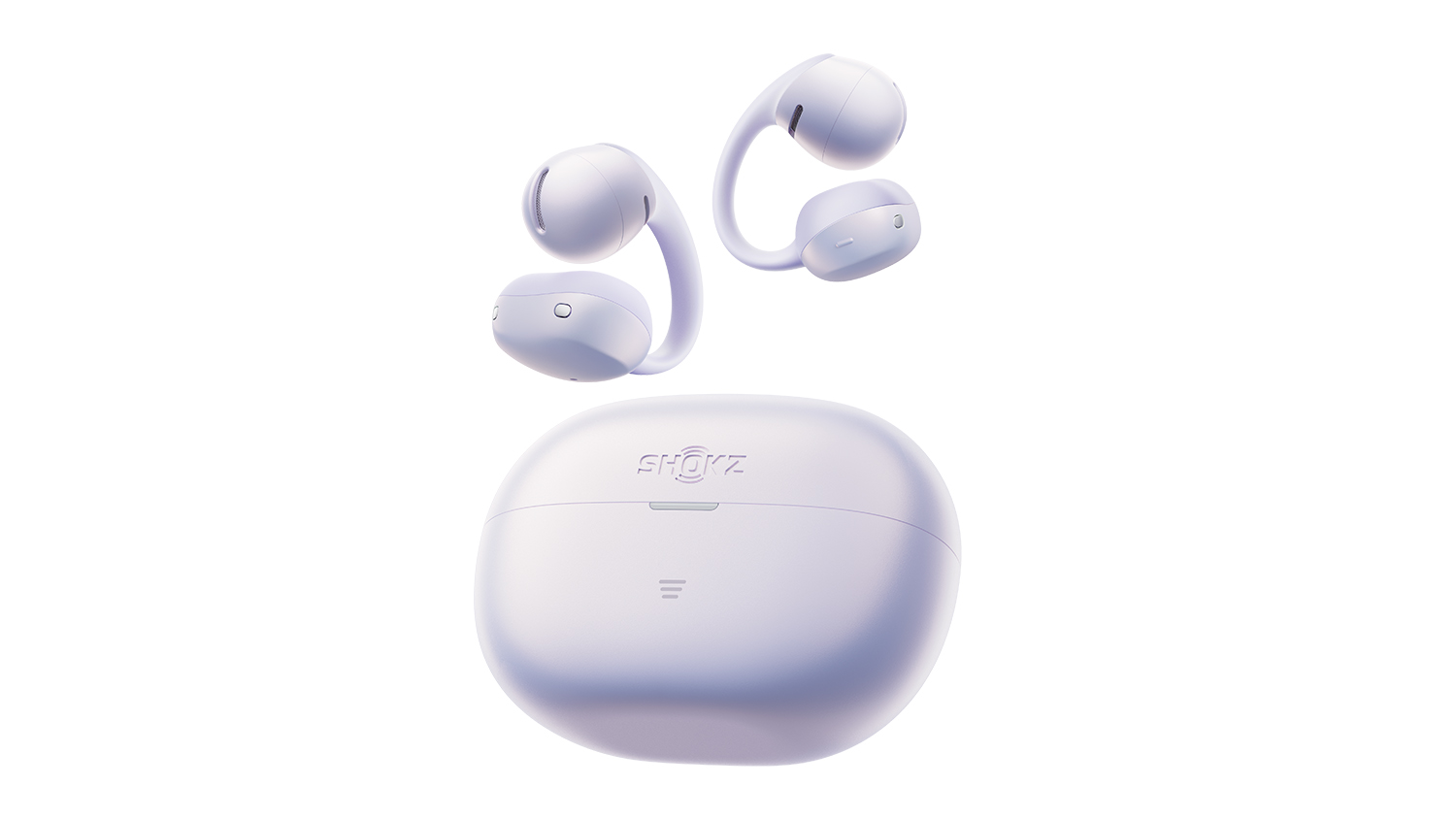 Shokz OpenDots Air True Wireless Open-Ear Headphones in a sleek purple colour