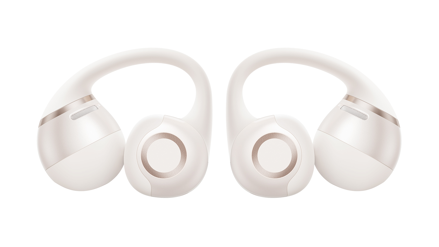 Shokz OpenDots 2 True Wireless Open-Ear Headphones in a sleek pearl white colour