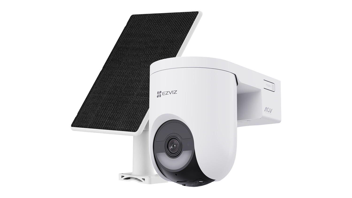 EZVIZ HB8 Lite 2K 4G wire-free security camera with attached solar panel, shown in white