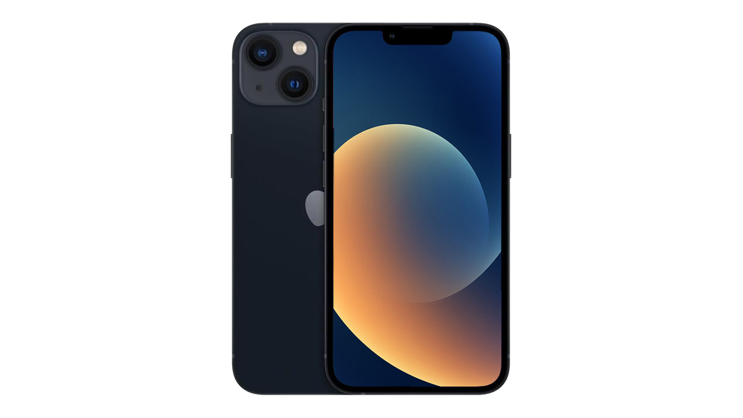 Apple iPhone 13 5G 128GB in midnight colour with dual rear cameras and edge-to-edge display