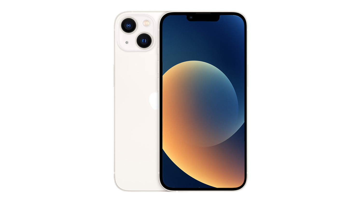 Apple iPhone 13 5G 256GB in starlight colour with dual rear cameras and edge-to-edge display