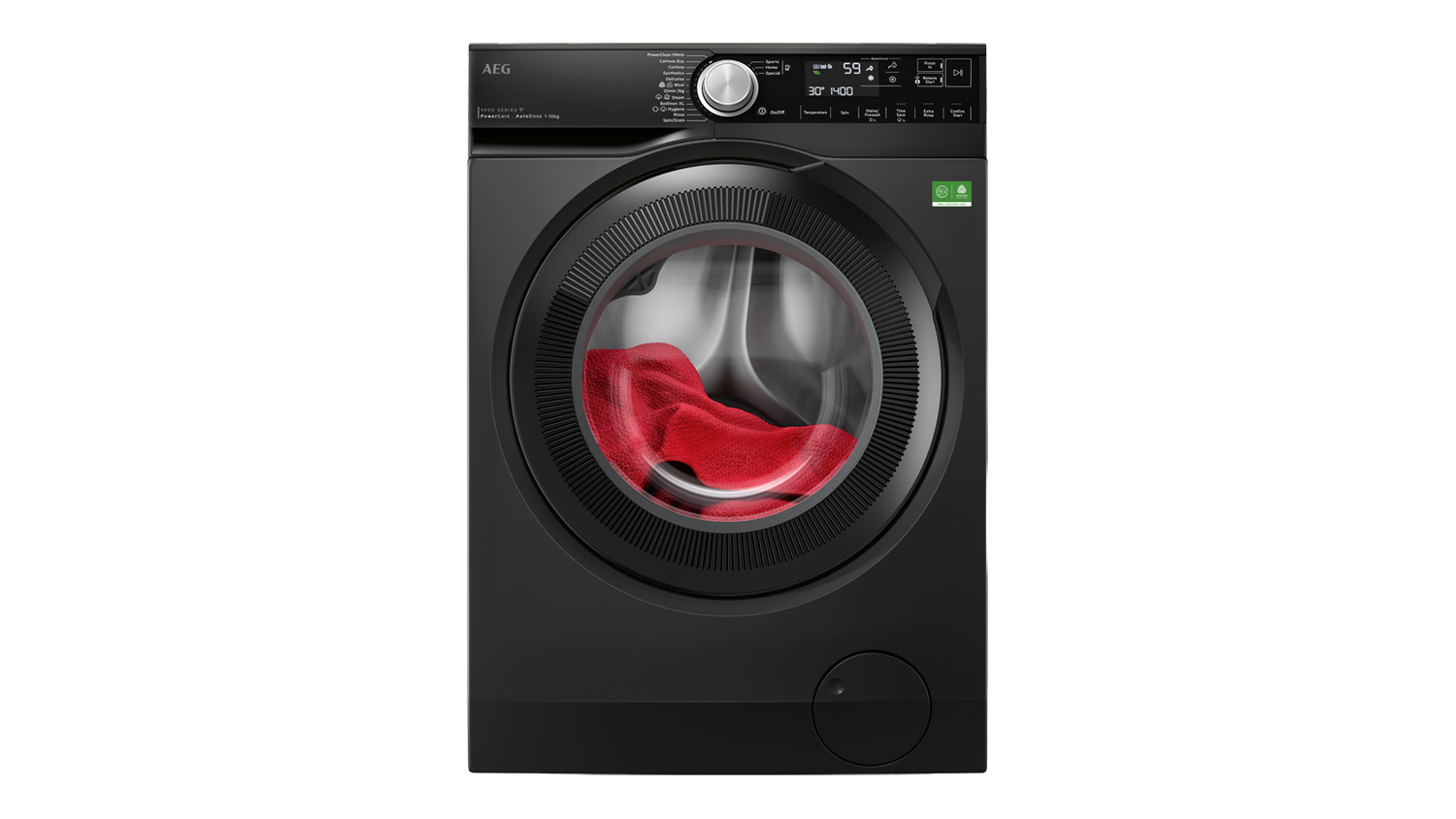 AEG 9000 Series 10kg Front Loader Washing Machine in a sleek dark silver colour