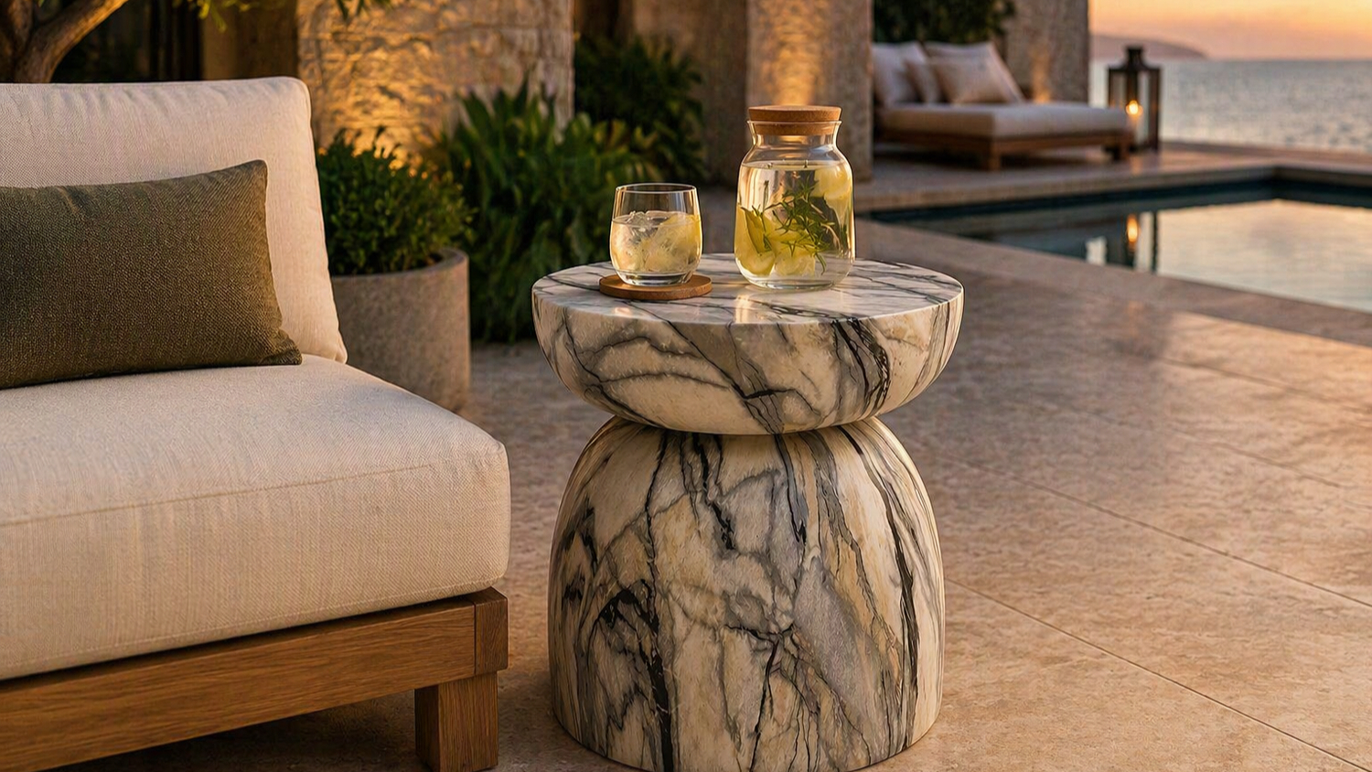 Lima Black/Brown Marble MGO Stool