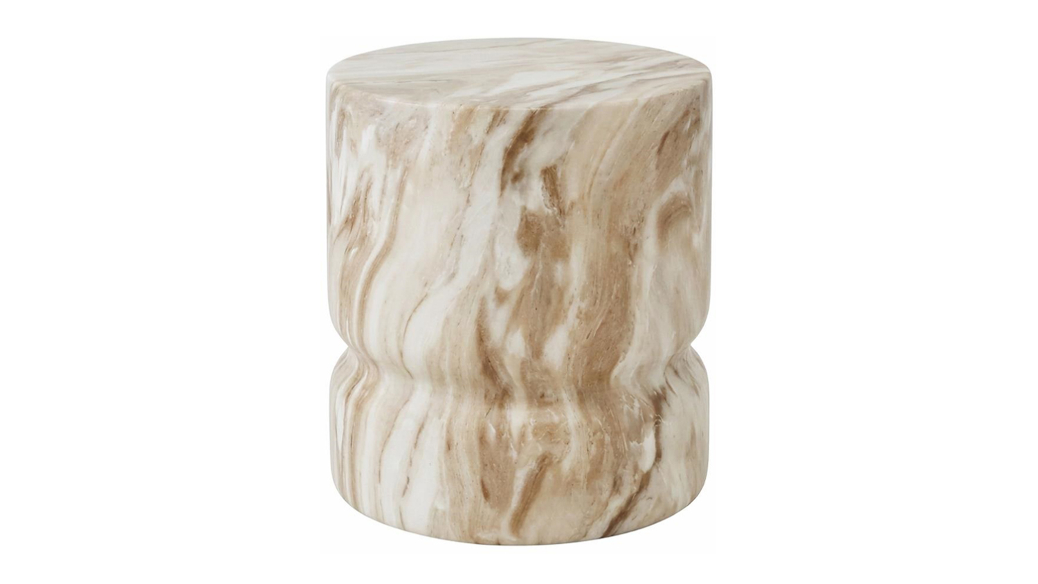 A view of the Nimoy Brown Vein Marble MGO Side Table
