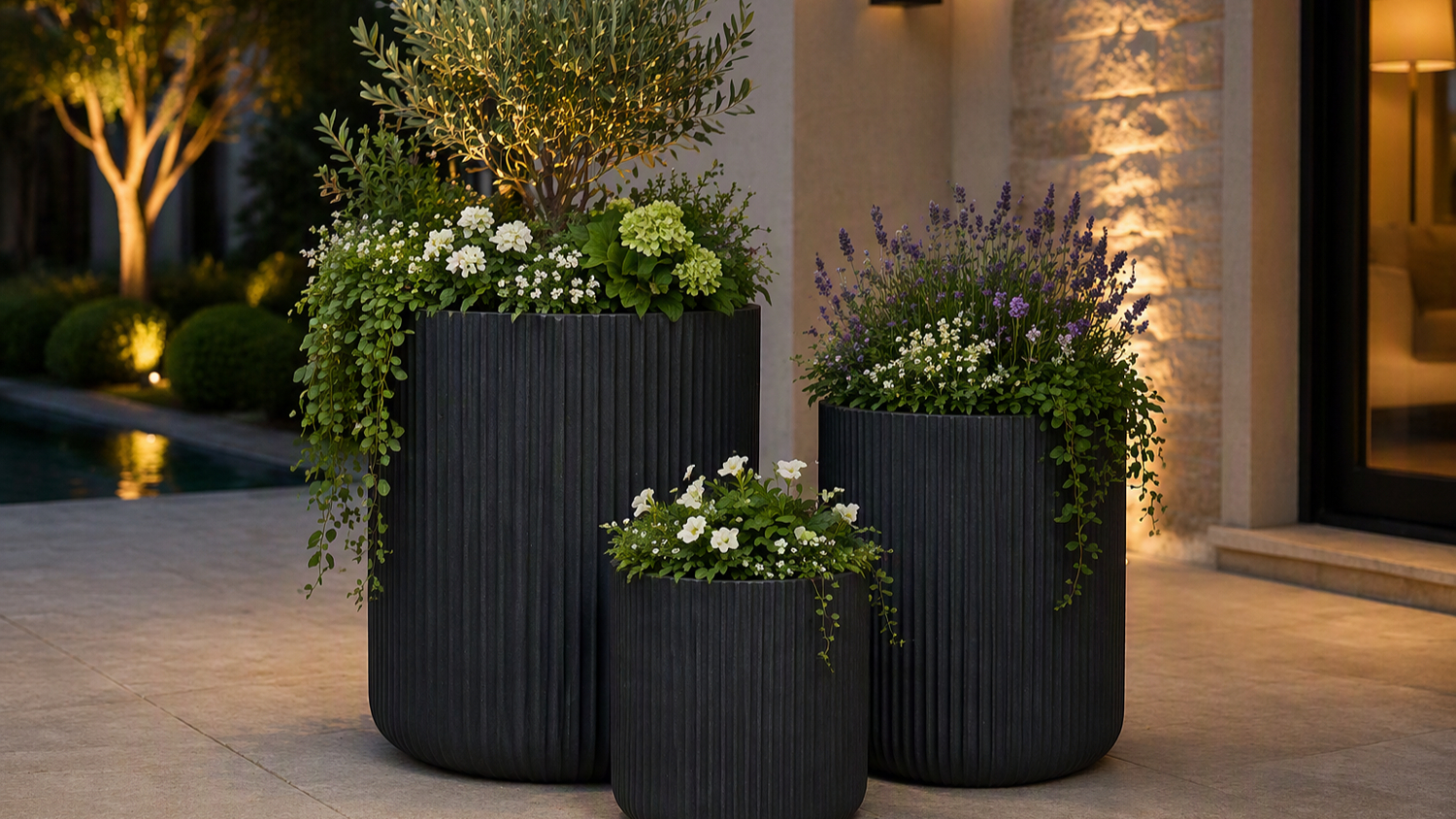 Oliver Black Wash MGO Planter Set of 3pcs