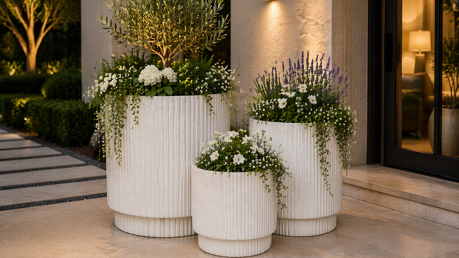 Alve White MGO Planter Set of 3pcs