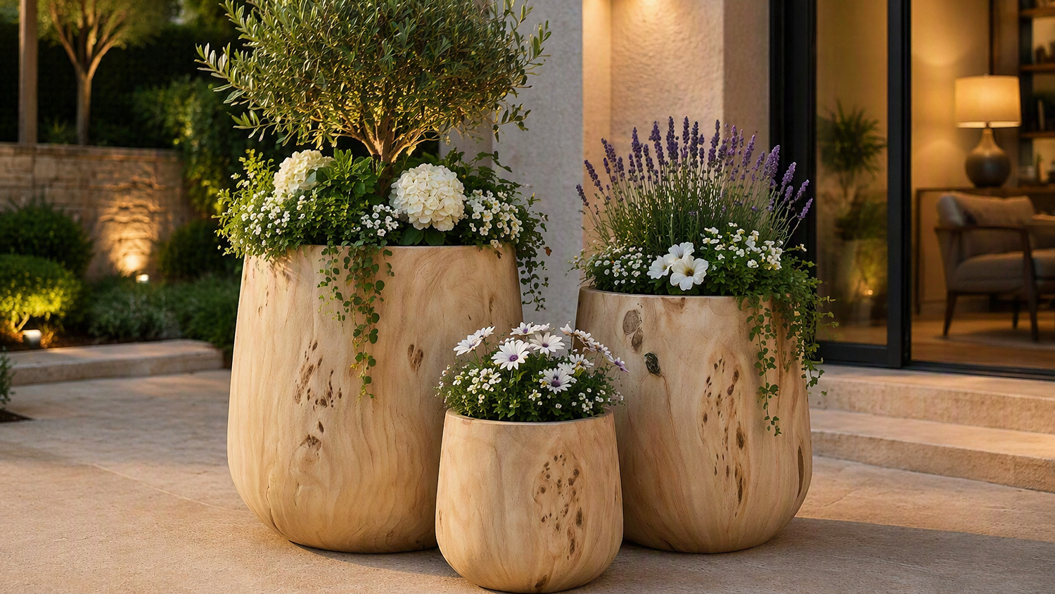 Bower Burl Look MGO Planter Set of 3pcs