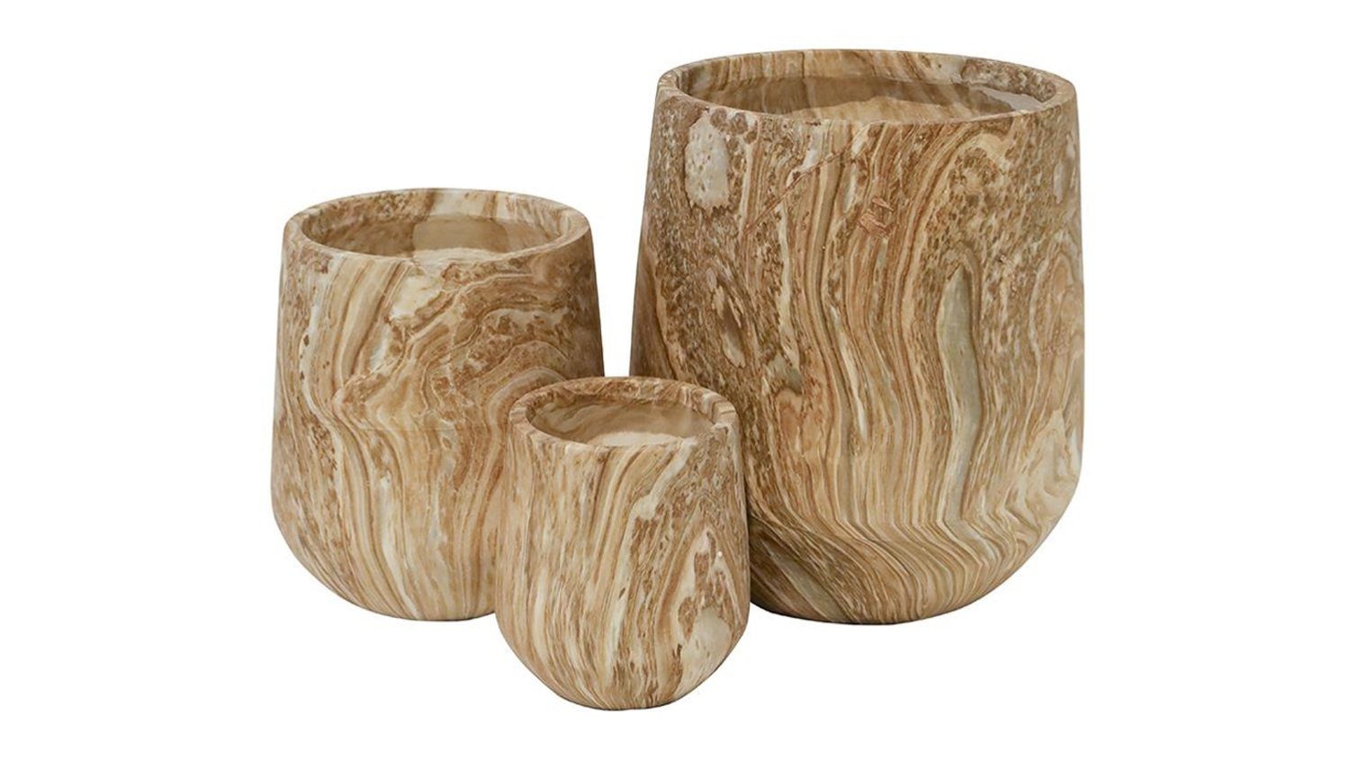 A view of the Bower Multi Marble MGO Planter Set of 3pcs