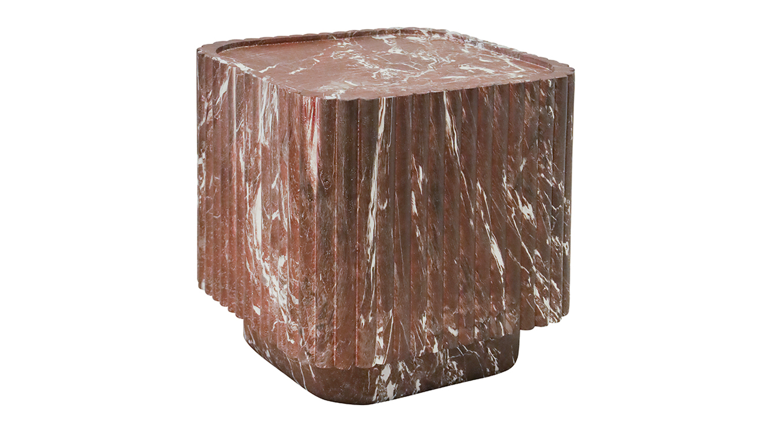 Odin Burgundy Marble MGO Side Table - 46 x 48cm