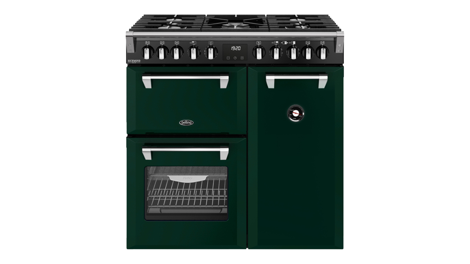 A Belling 90cm Dual Fuel Freestanding Oven with 5 Burner Gas Cooktop
