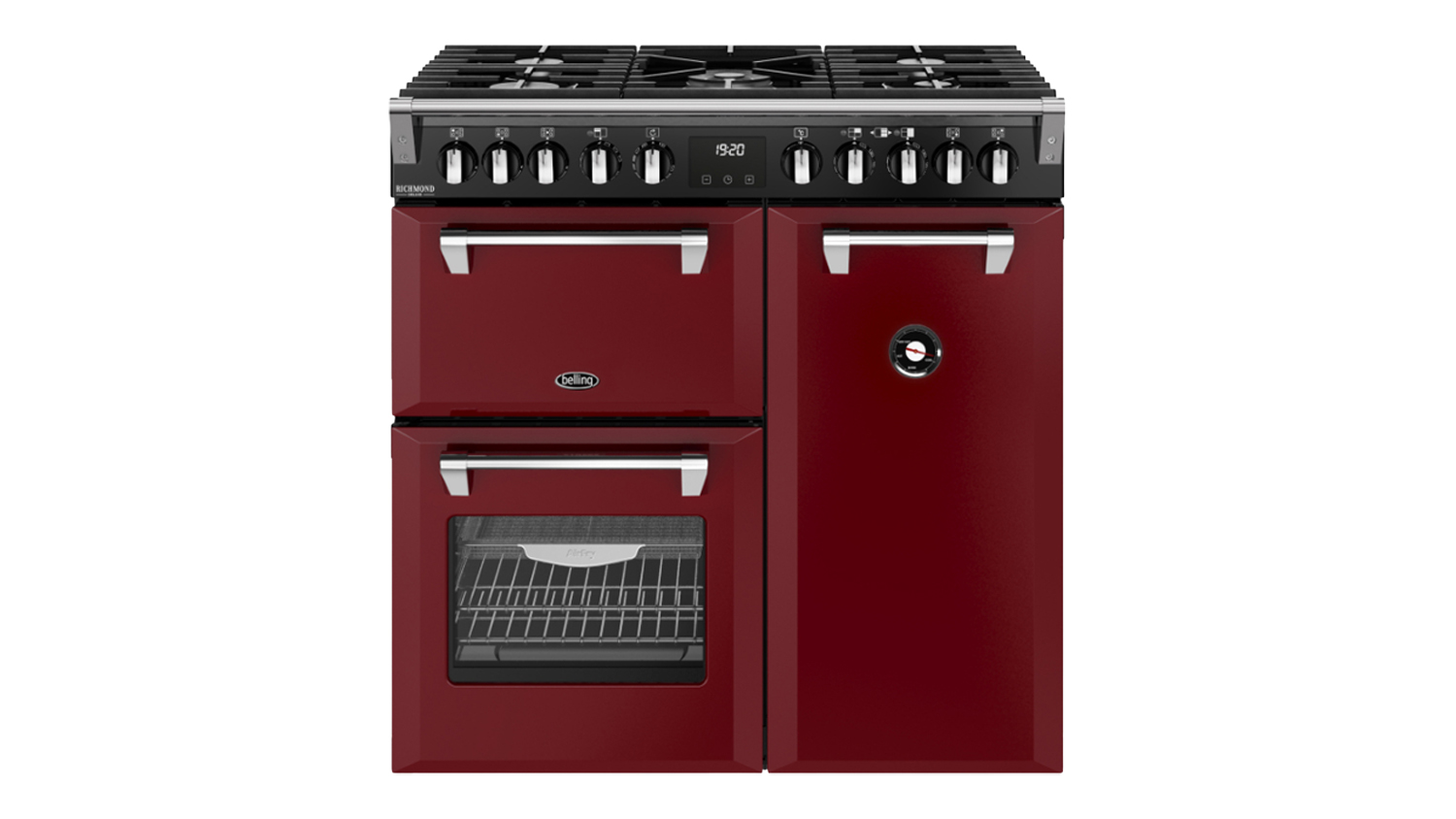 A Belling 90cm Dual Fuel Freestanding Oven with 5 Burner Gas Cooktop