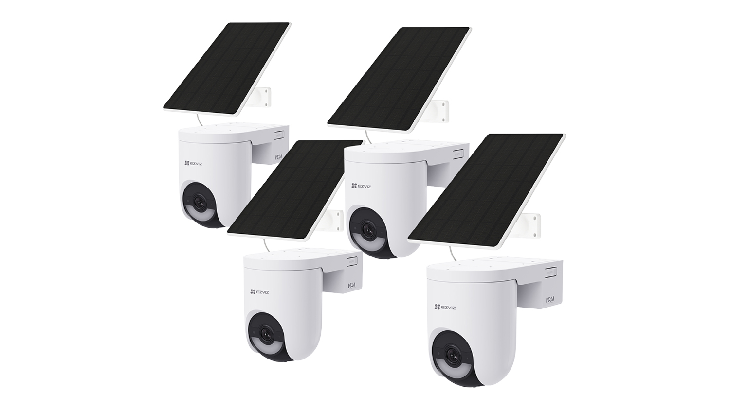 Four EZVIZ HB8 Lite 3K Outdoor Wire-Free Security Cameras with Solar Panel & 16GB SD Card