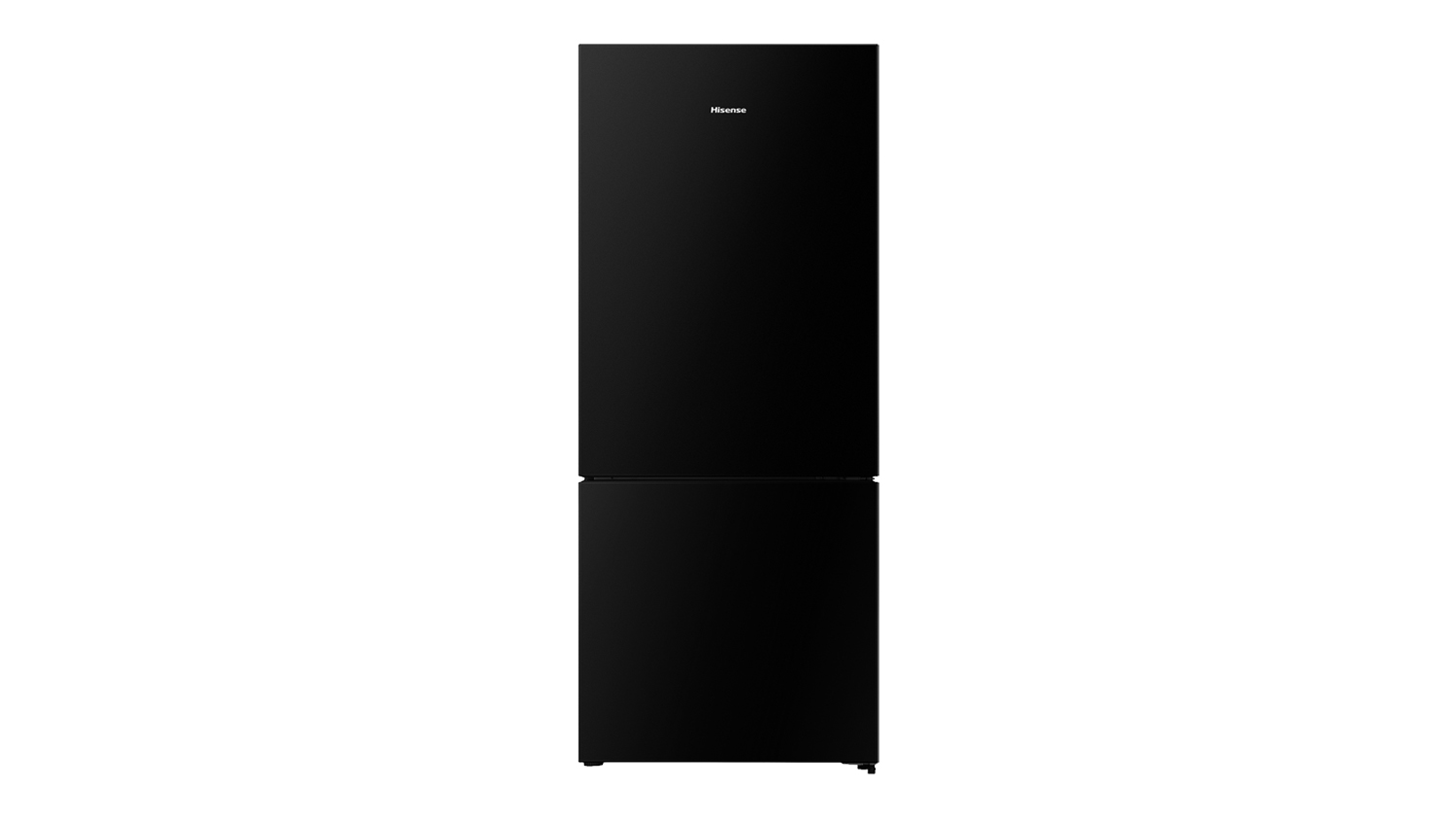Front view of the Hisense 417L Bottom Mount Fridge Freezer in Charcoal