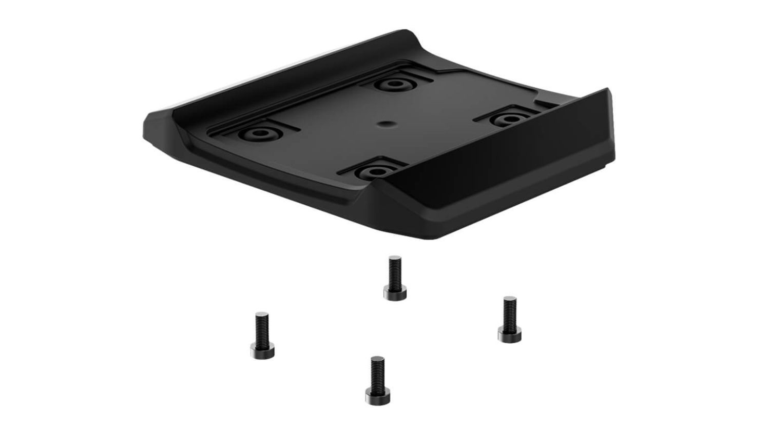 Angled view of the Thrustmaster T818 Simulation Cockpit Mount Kit, showing a mounting plate with four screws