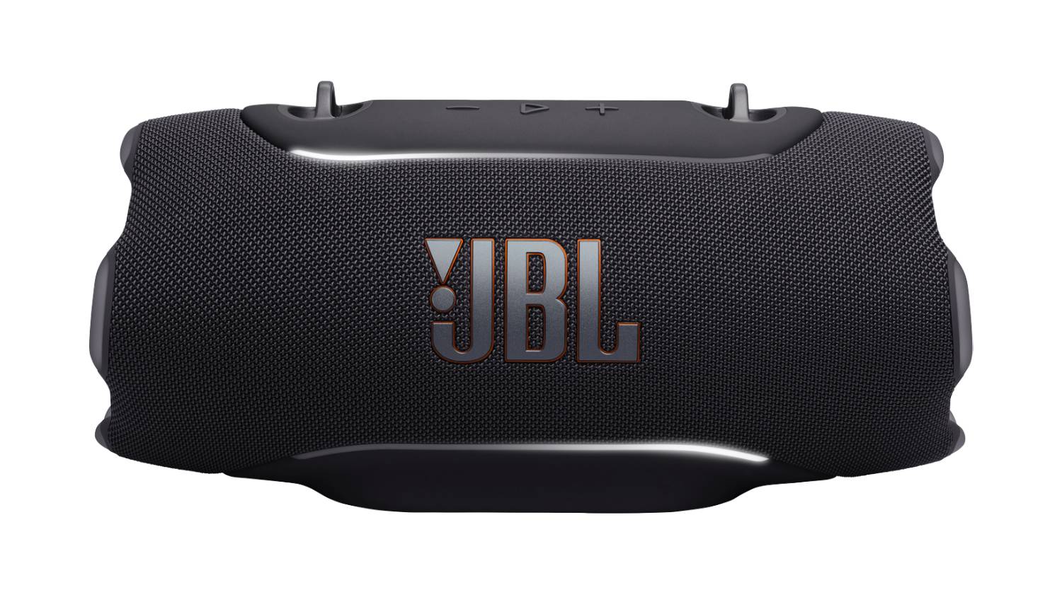 Front view of the JBL Xtreme 5 portable Bluetooth speaker in black
