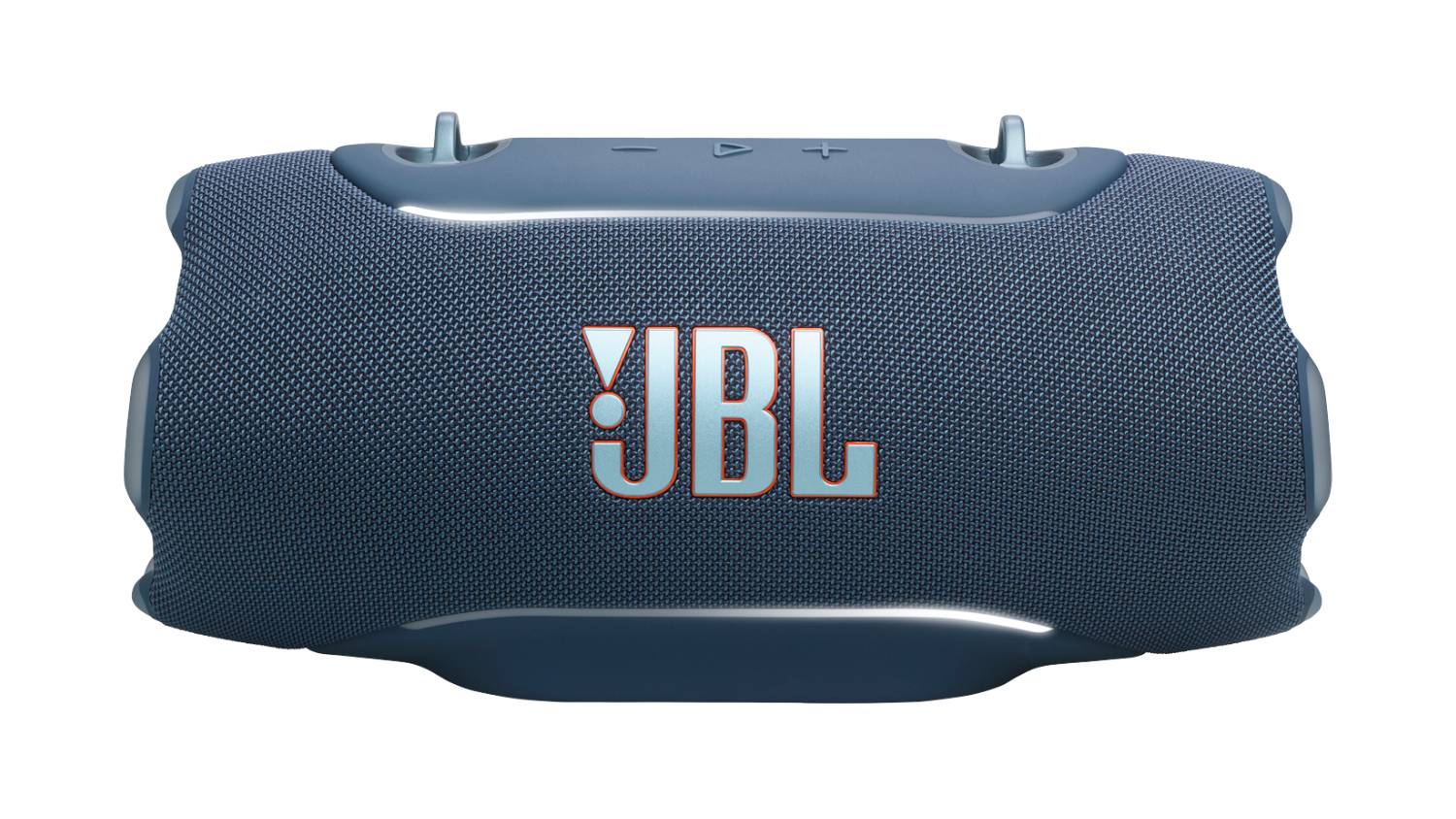 Front view of the JBL Xtreme 5 portable Bluetooth speaker in blue