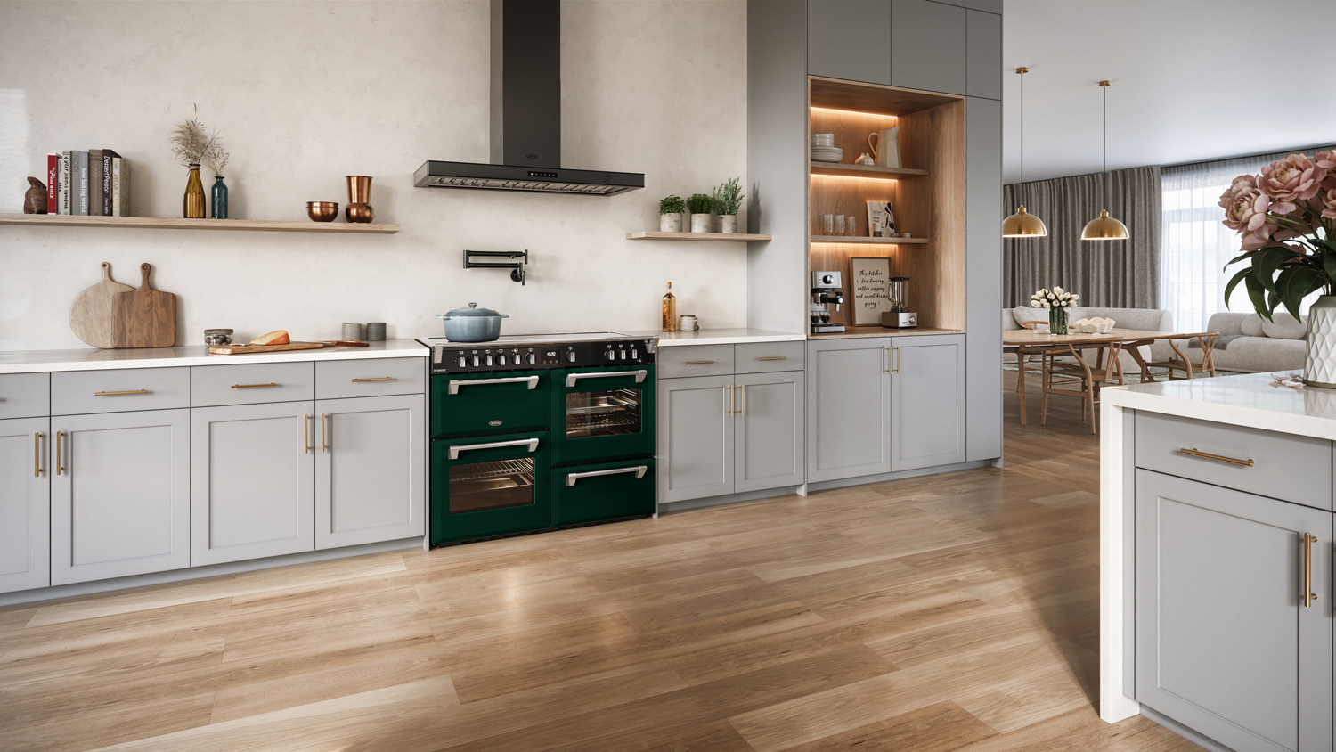 Belling 110cm Freestanding Oven with 5 Zone Induction Cooktop - British Racing Green (BRDX110INDBRG/Colour Boutique Richmond Deluxe Series)