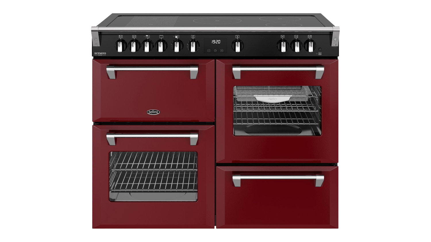 A full view of the Belling 110cm Freestanding Oven with 5 Zone Induction Cooktop