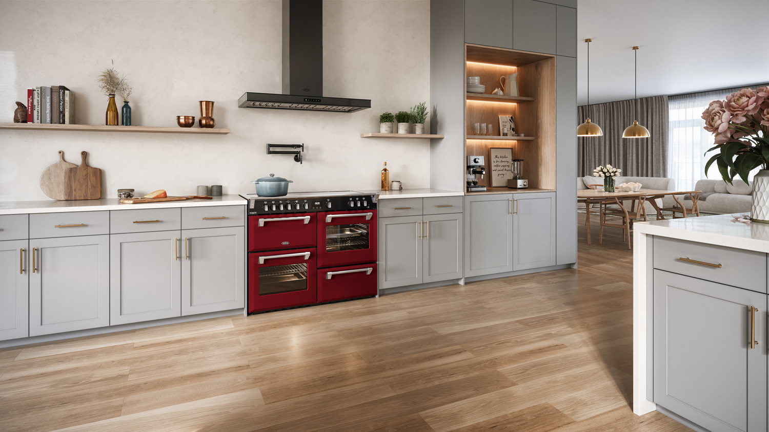 Belling 110cm Freestanding Oven with 5 Zone Induction Cooktop - Garnet Red (BRDX110INDGAR/Colour Boutique Richmond Deluxe Series)