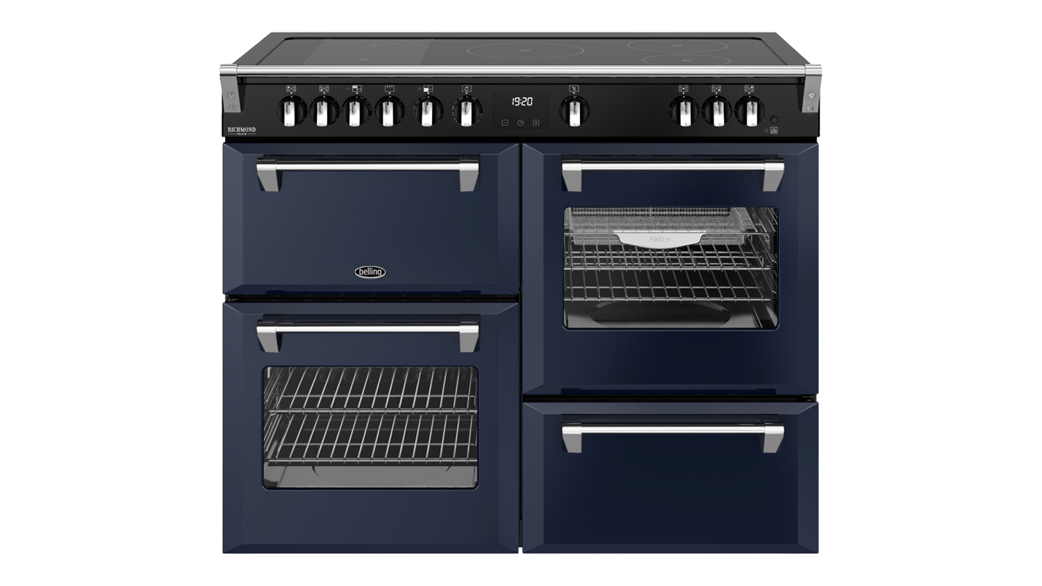 A full view of the Belling 110cm Freestanding Oven with 5 Zone Induction Cooktop