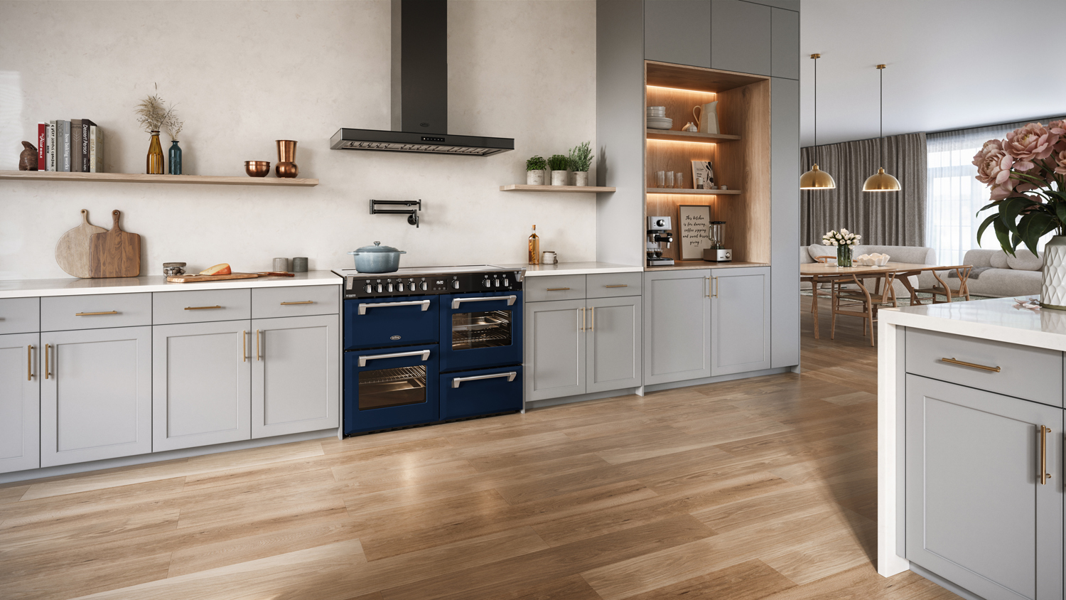 Belling 110cm Freestanding Oven with 5 Zone Induction Cooktop - Midnight Blue (BRDX110INDMNB/Colour Boutique Richmond Deluxe Series)