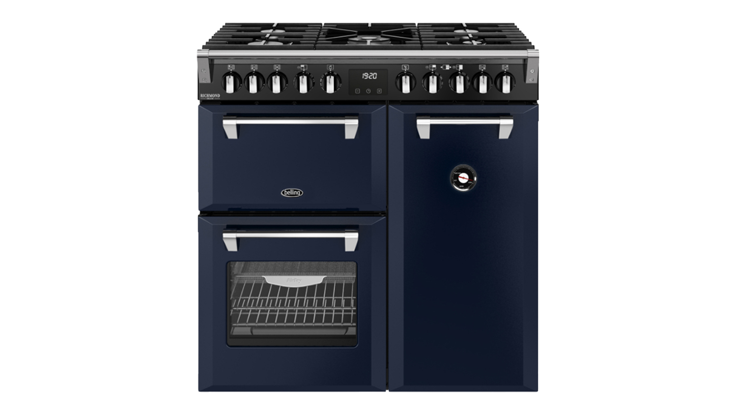 A Belling 90cm Dual Fuel Freestanding Oven with 5 Burner Gas Cooktop
