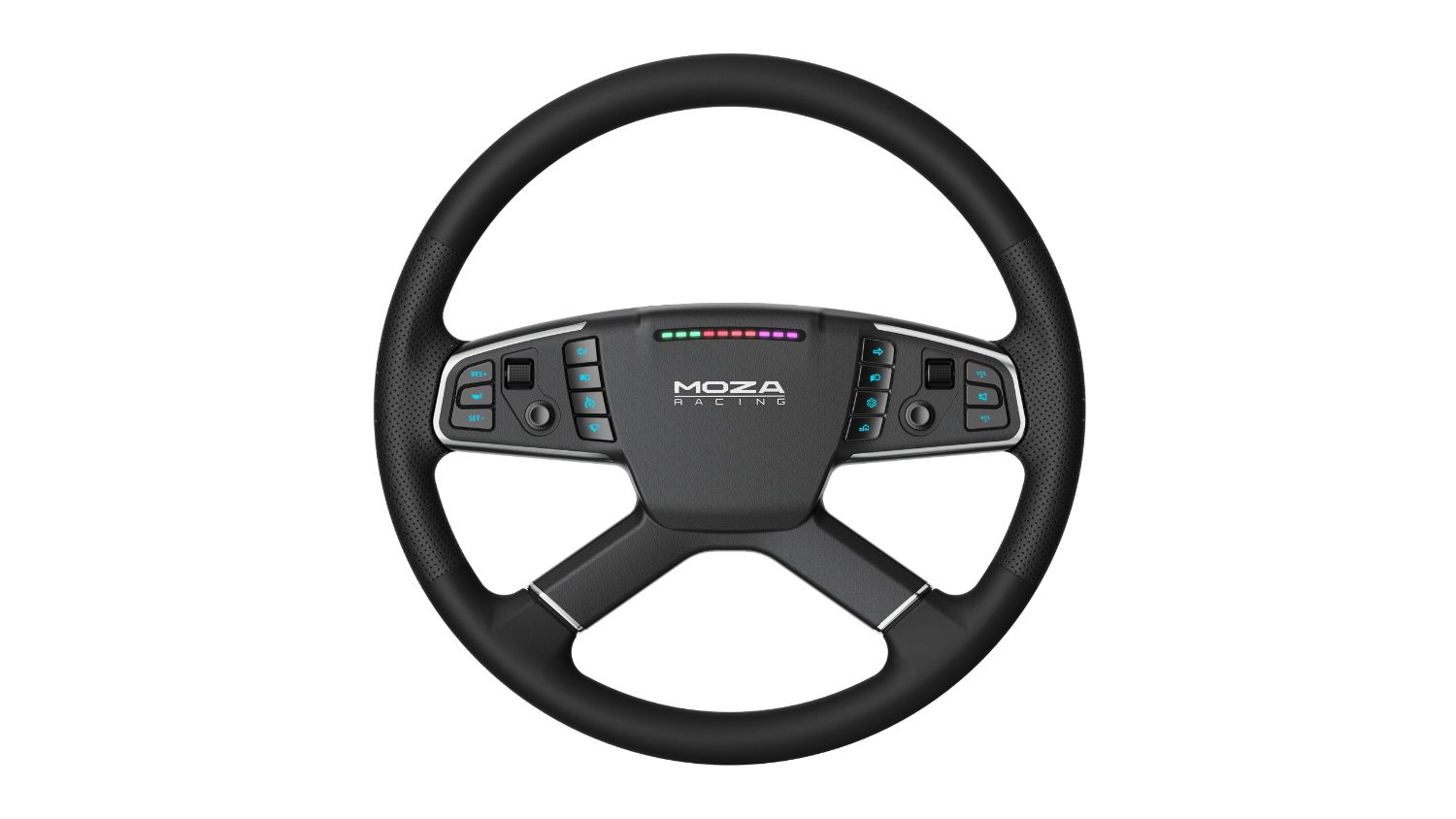 MOZA TSW Truck Wheel with illuminated LED indicator strip and programmable control buttons