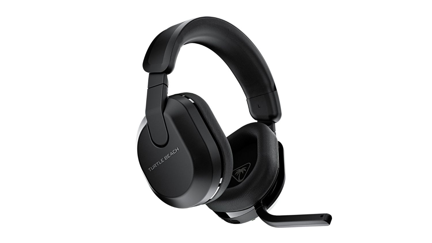 A sleek black Turtle Beach wireless gaming headset with a flip-to-mute microphone