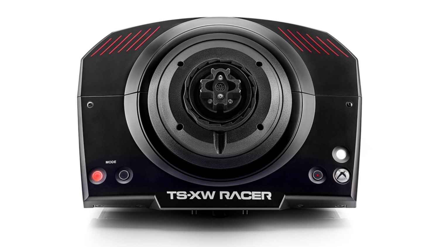 Front view of the Thrustmaster TS-XW Simulation Racing Servo Base showing the wheel mounting hub