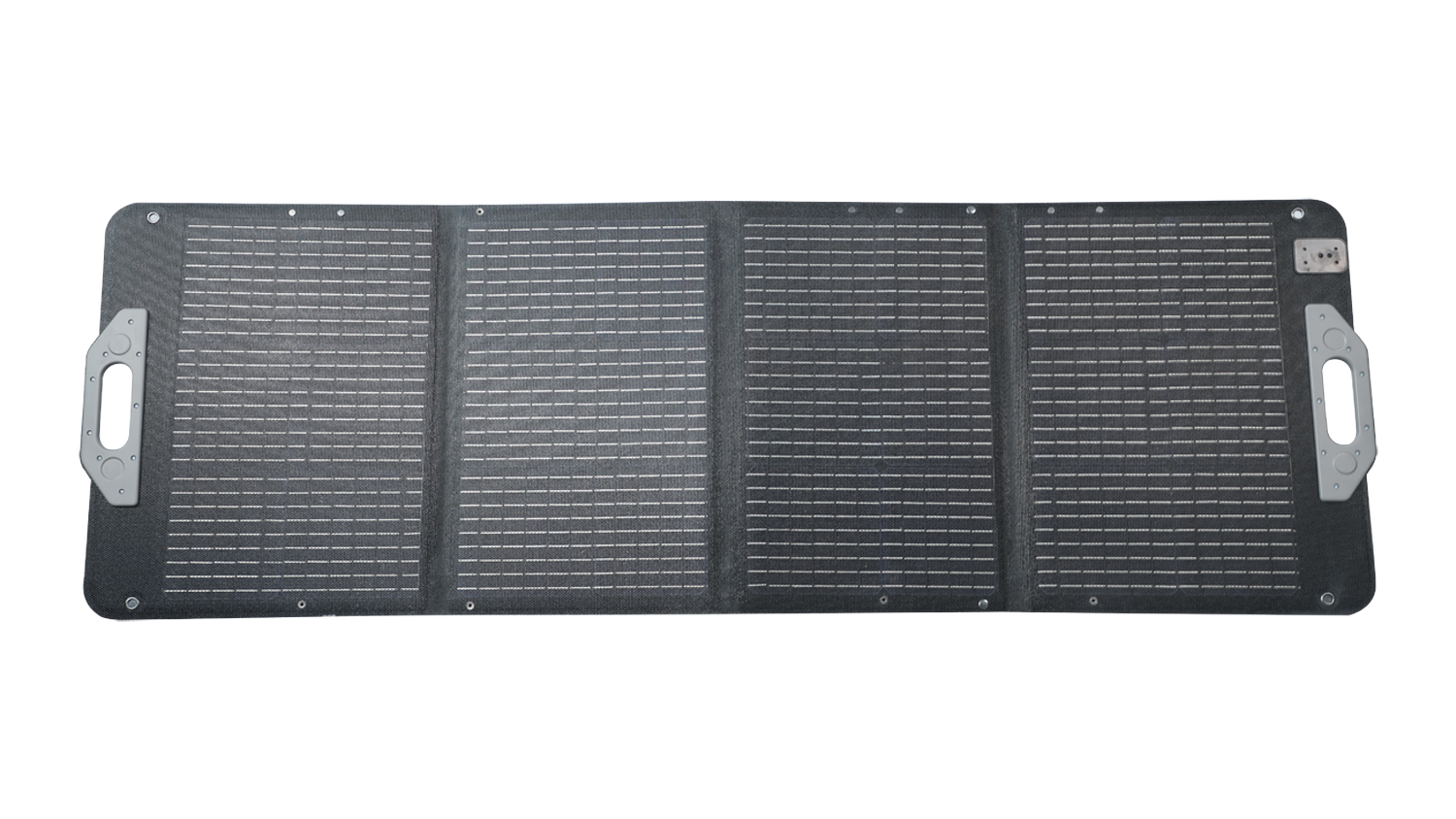 Powerguard foldable solar panel charger laid flat with carrying handles on both ends