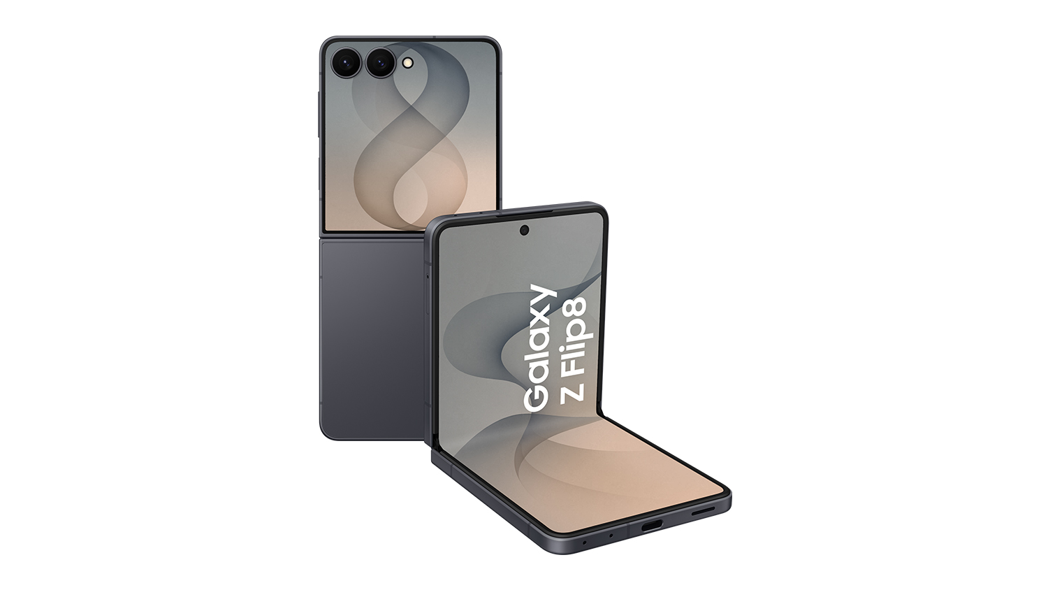 A Samsung Galaxy Z Flip8 5G 256GB Smartphone in a vibrant graphite colour