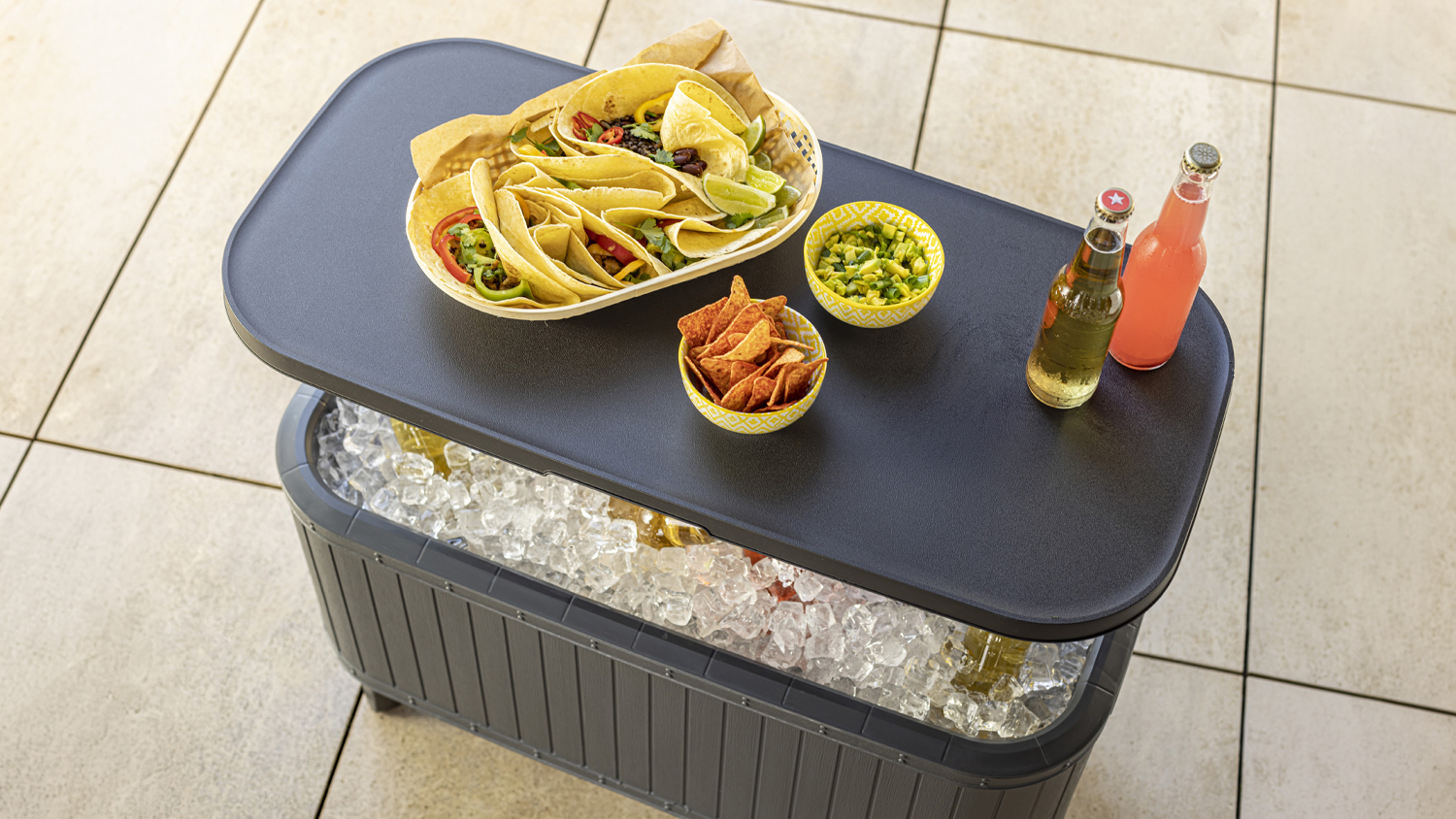 Keter Bevy Bar Small Storage Cooler with Snack Serving Station 56L