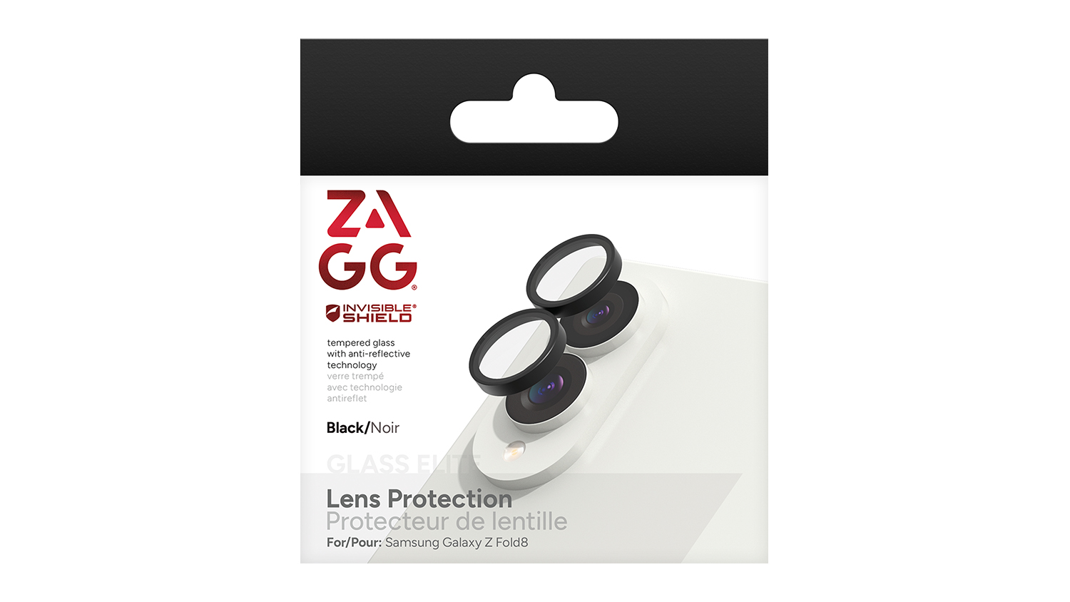Retail box of the Zagg Glass Elite Camera Lens Protector Rings for Samsung Galaxy Z Fold8