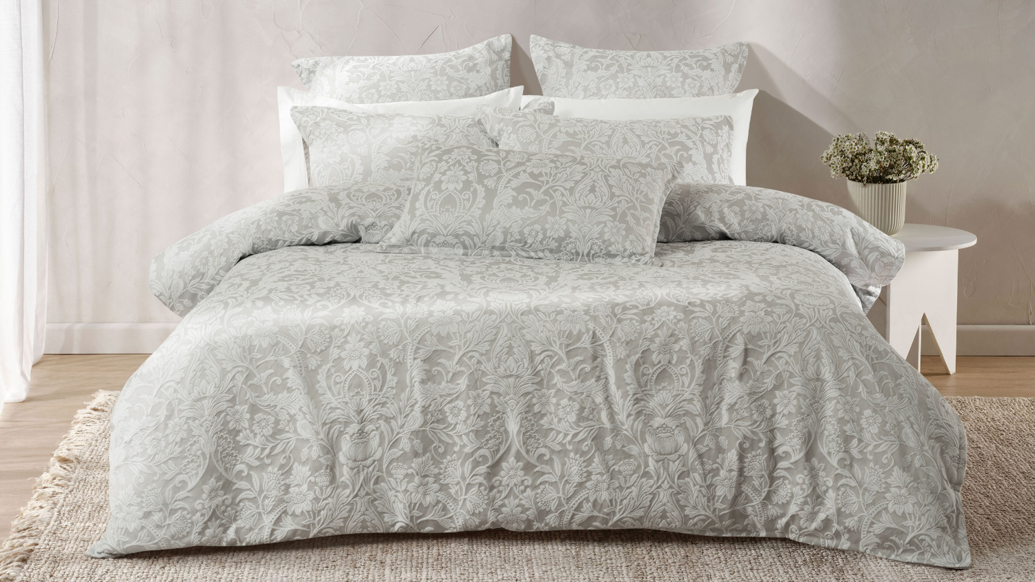 Serenity Silver Duvet Cover Set by L'Avenue