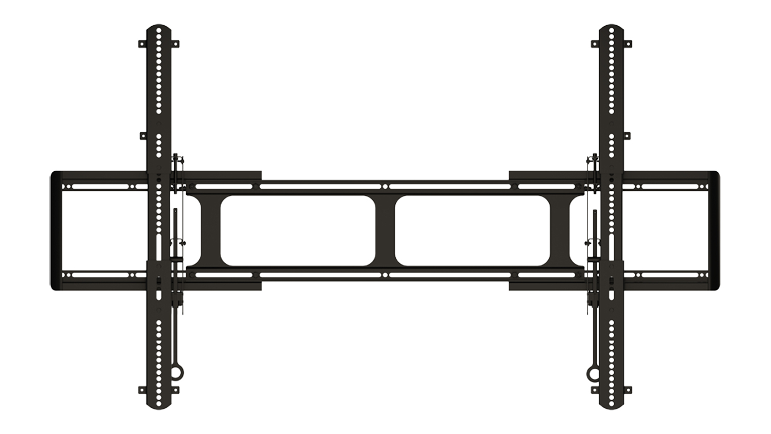 Front view of a heavy-duty Sanus TV wall mount with adjustable horizontal rails