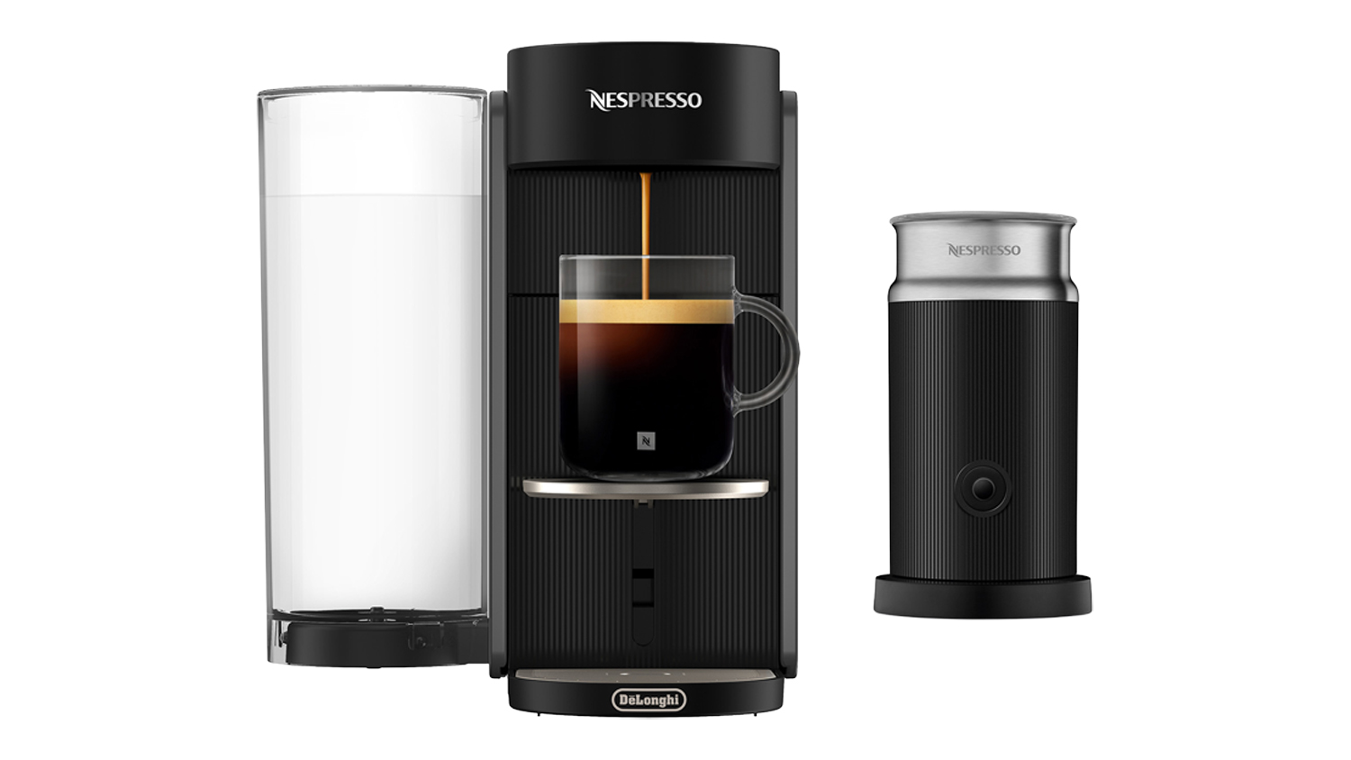 A Nespresso DeLonghi VertuoUP Capsule Espresso Machine with Milk Frother