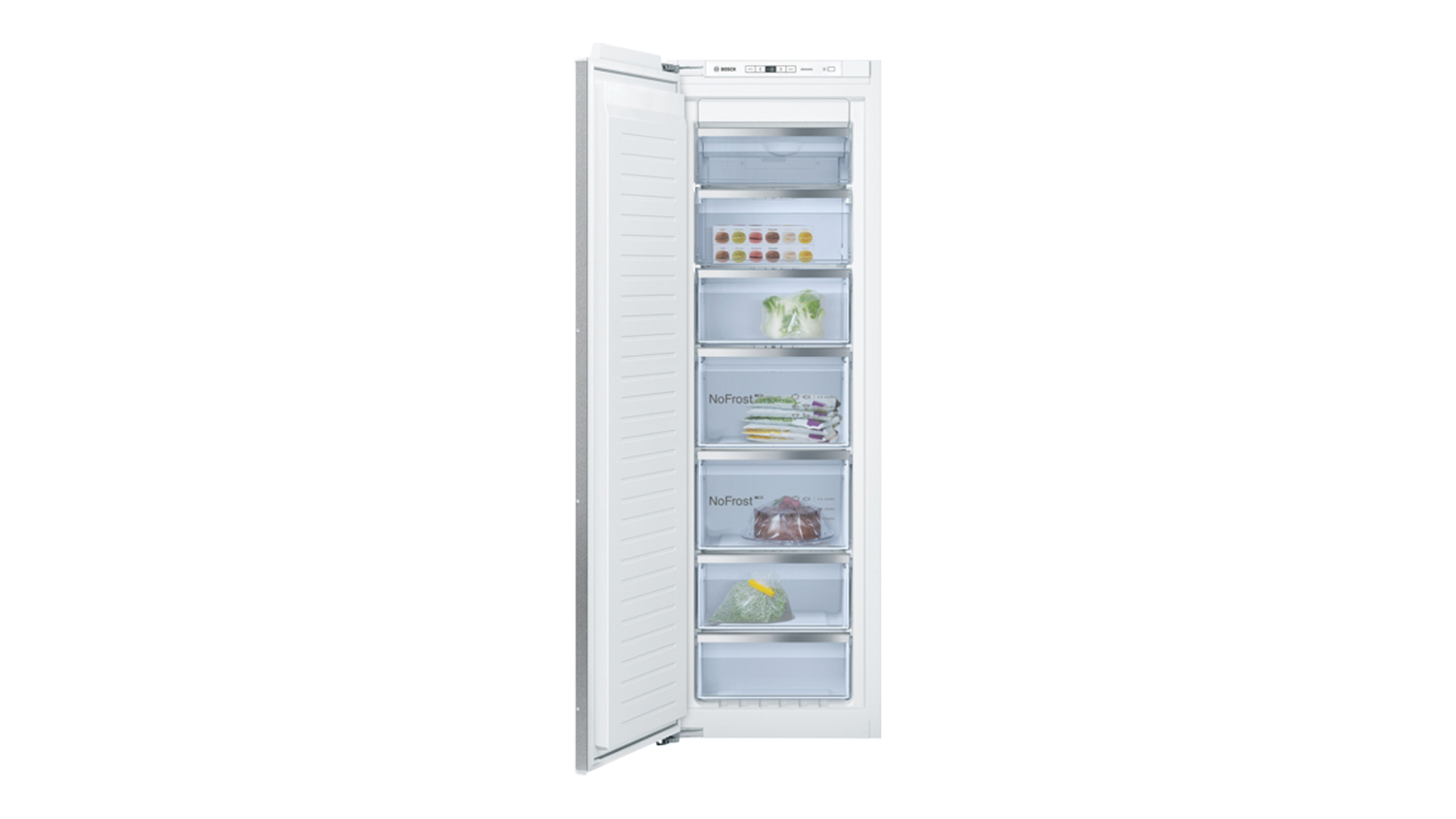 A Bosch Series 6 235L Single Door Integrated Vertical Freezer
