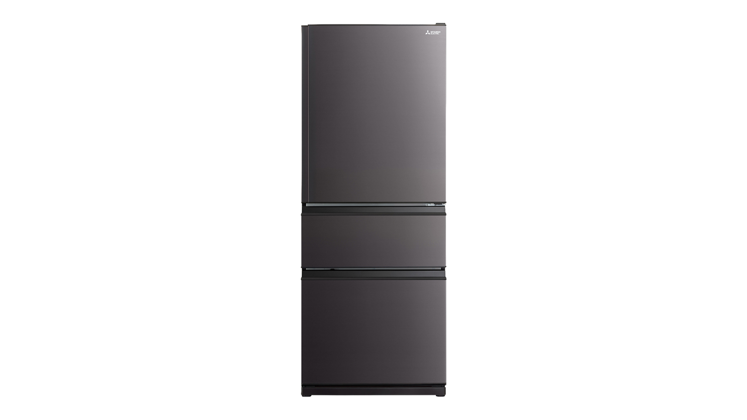Mitsubishi 450L Dark Silver multi-drawer fridge freezer, front view on white background