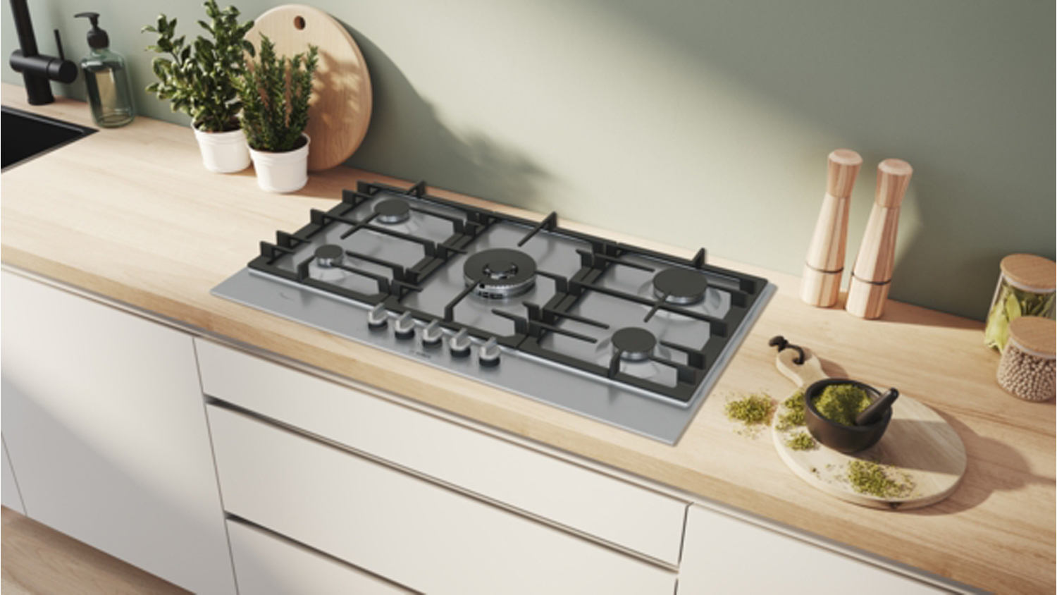 Bosch Series 6 90cm 5 Burner Gas Cooktop - Stainless Steel (PCR9A5I90A)