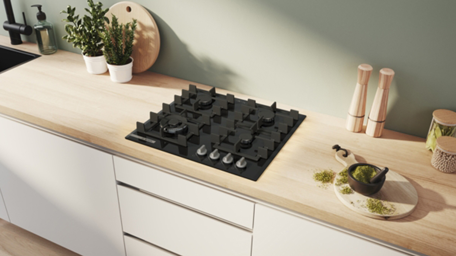 Bosch Series 4 60cm 4 Burner Gas Cooktop - Black (PNK6B6K40A)