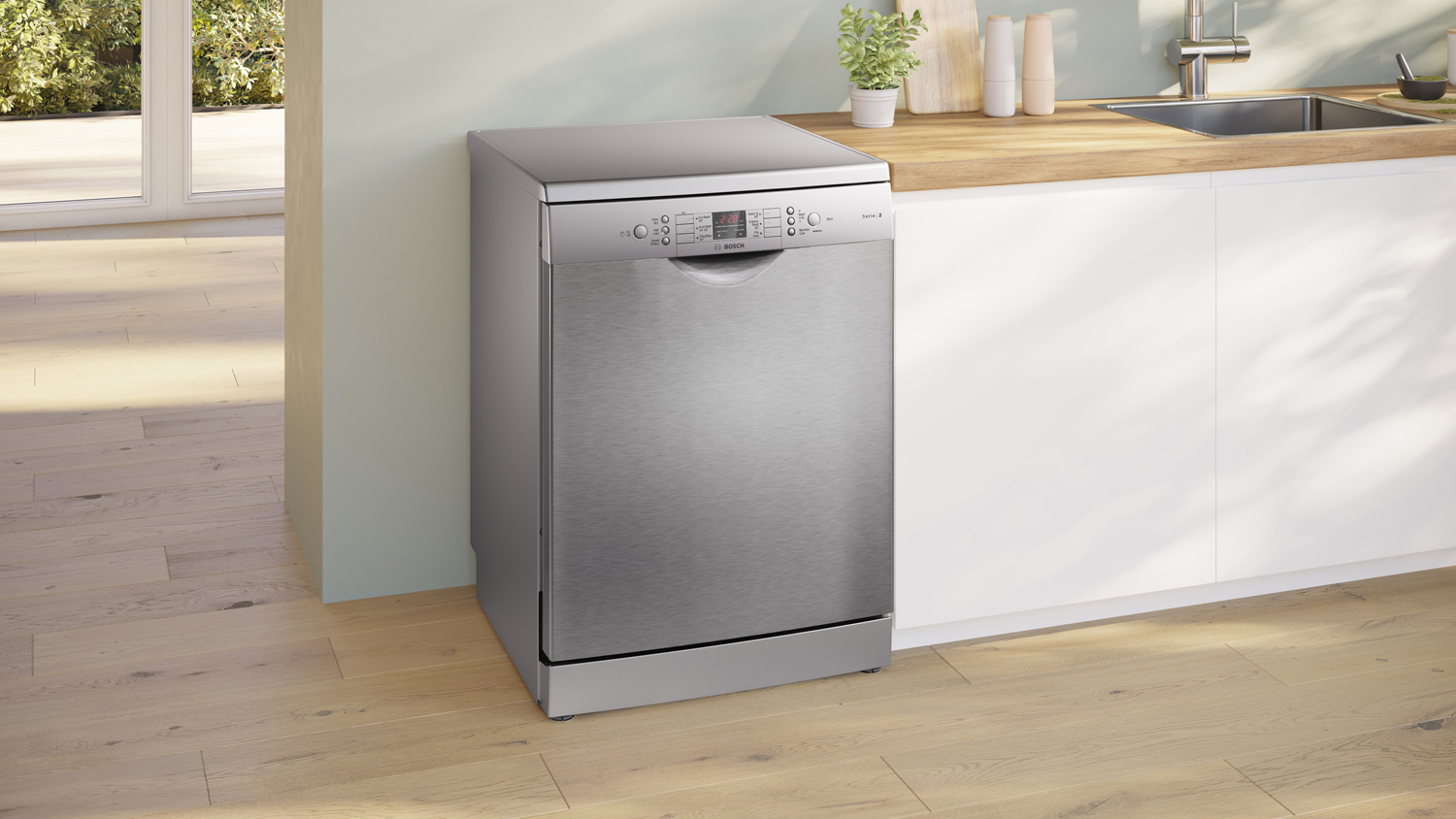 Bosch Series 2 13 Place Setting Freestanding Dishwasher - Stainless Steel (SMS26AI03A)