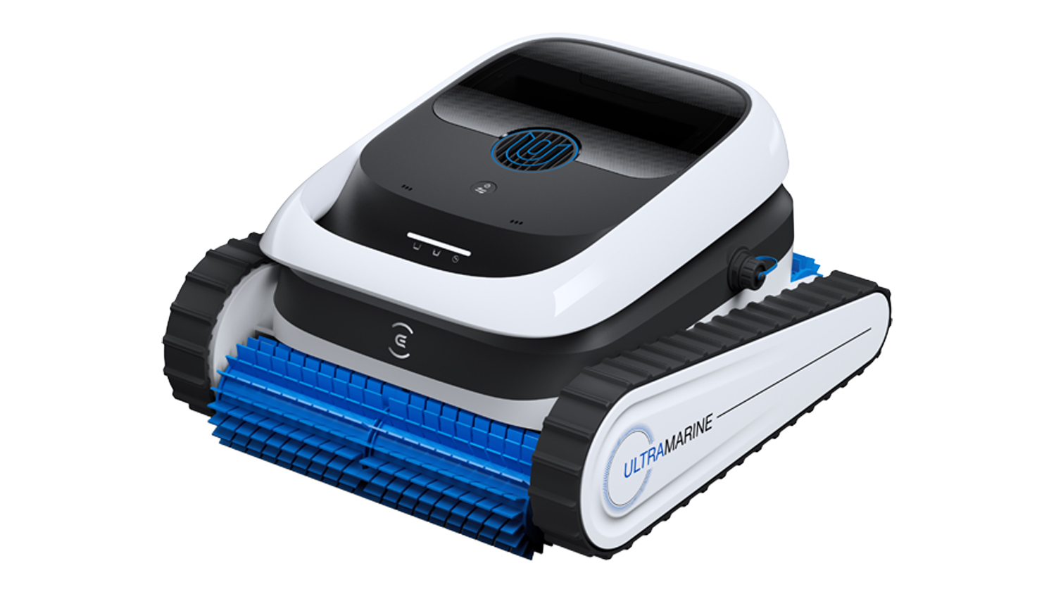 A white Ecovacs Ultramarine P1 Robotic Pool Cleaner