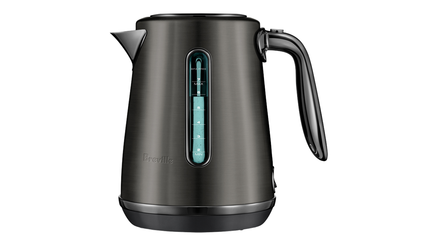 A Breville the Soft Top Luxe 1.7L Kettle in a sleek noir finish